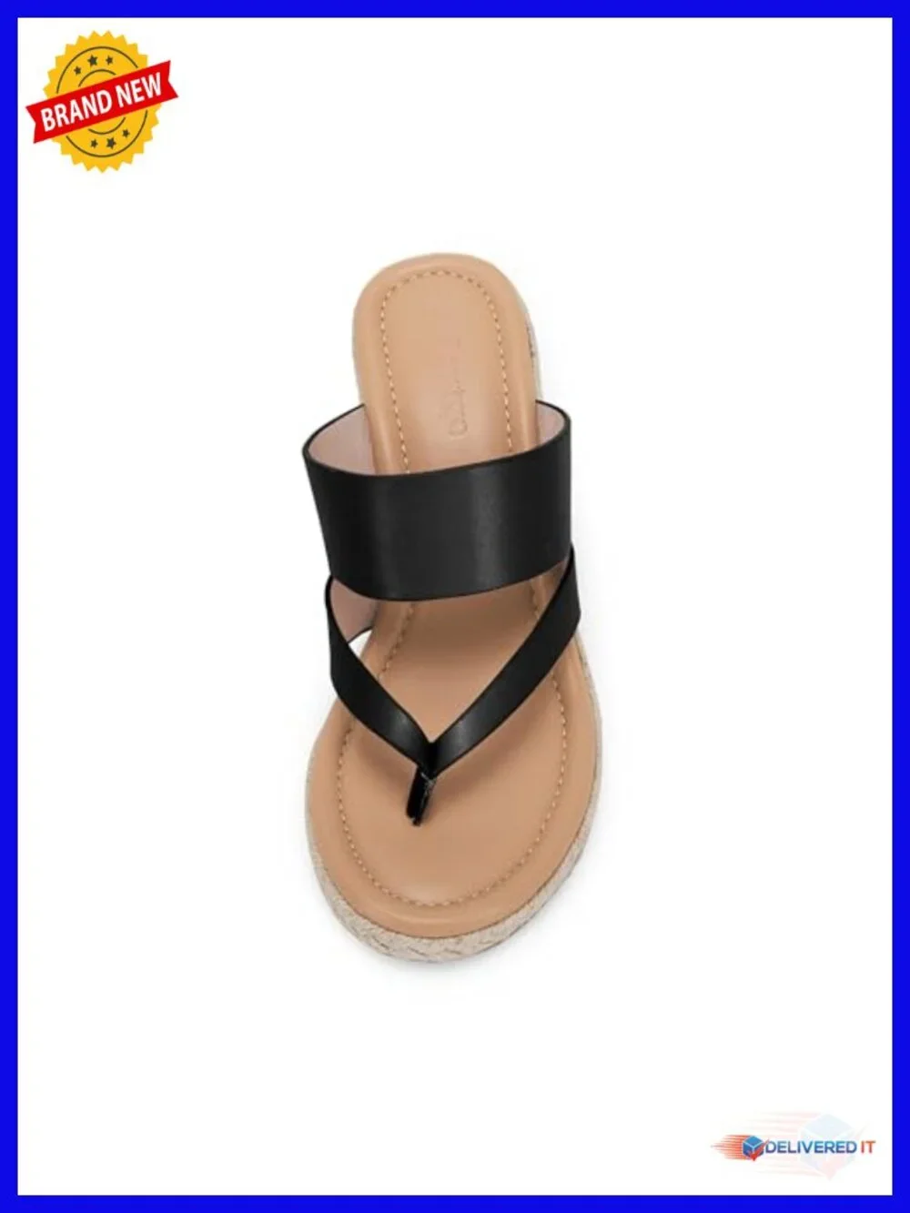 Espadrille Wedge Sandals Platform Thong Leather Strap Slides